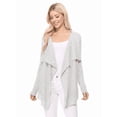 thumbnail image 3 of YEMAK Women's Long Sleeve Soft Sheer Slub Open Front Casual Cardigan Sweater MK8080-SIL-L, 3 of 4