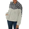 thumbnail image 2 of Jersey de manga larga con capucha y costuras con estampado de leopardo para mujer Top de felpa de doble cara Pompotops  gfhjh7891, 2 of 7