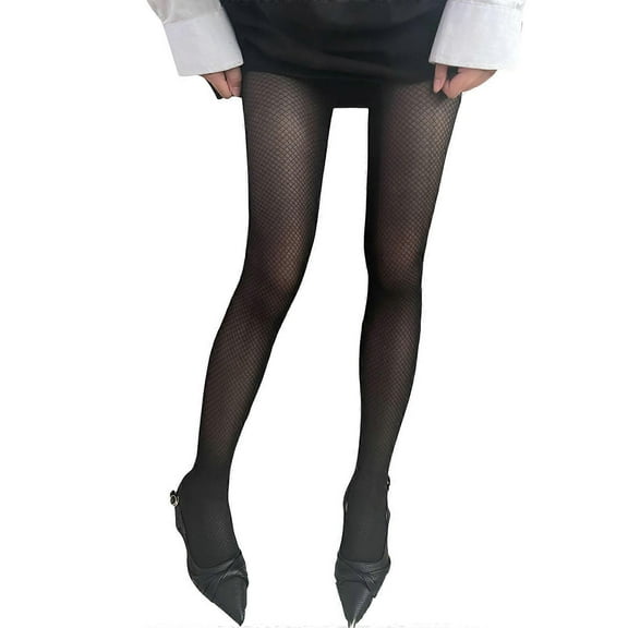 Elegant Rhombus Plaids Patterned Pantyhose for Women Girls Thin Black Silk Tights See Through Stockings Hosiery  S