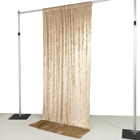 Efavormart Crushed Velvet Backdrop Curtain – Beige 5ft x 10ft Event Drape with Rod Pocket, Privacy Panel for Photo Booths & Events