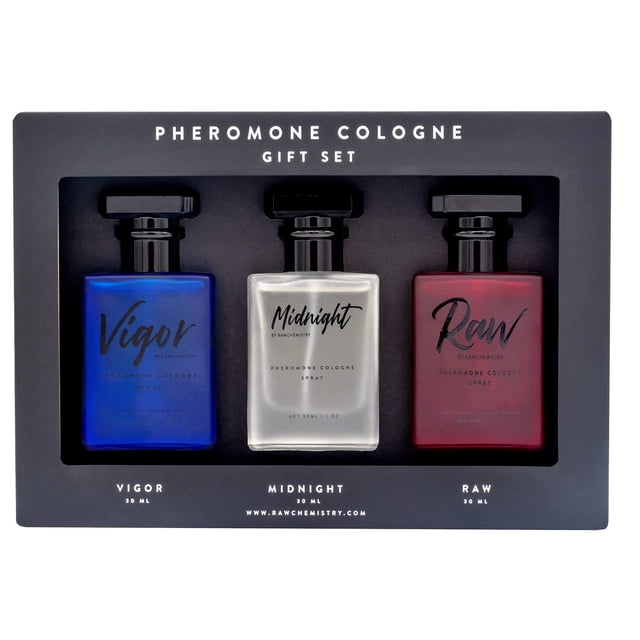 RawChemistry - Set de regalo de colonia para hombre con infusión de feromonas - Juego de 3 colonias