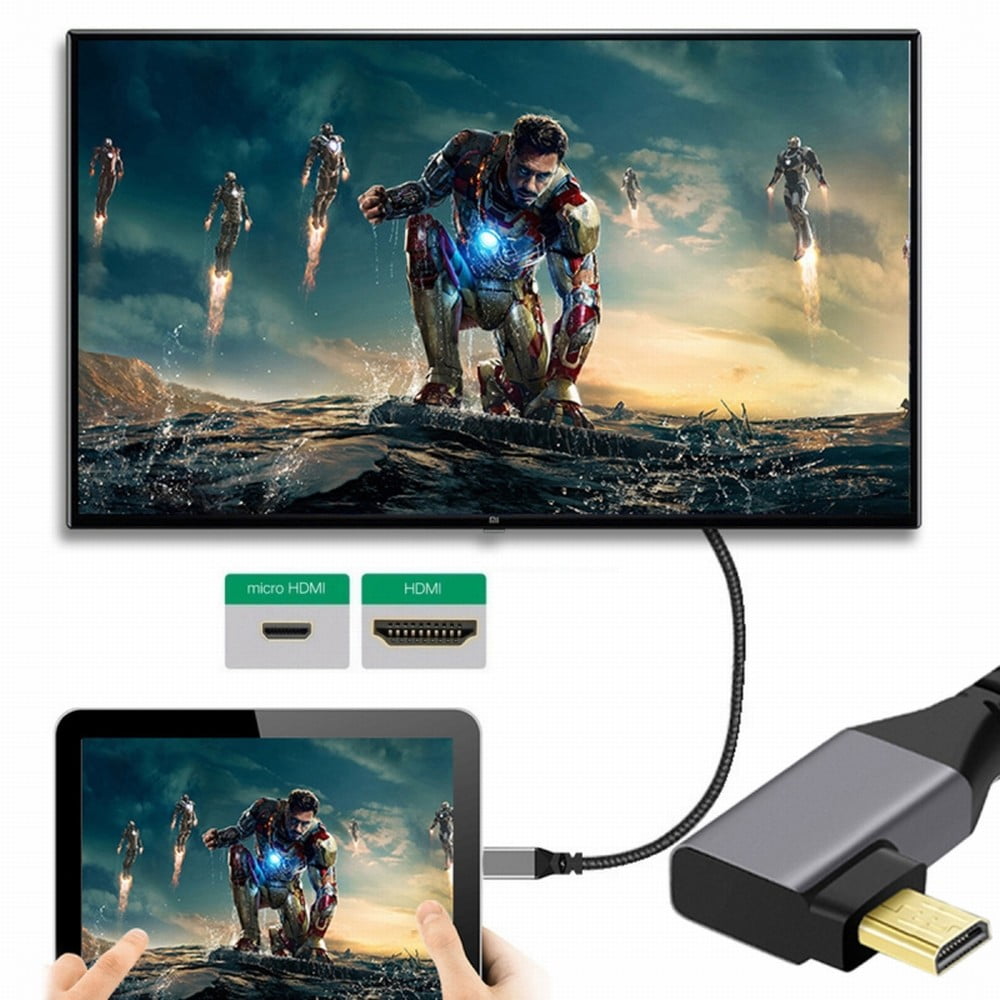 CY Micro HDMI 1.4 Male Type-D To HDMI Female Port Savers 360 Degree Up Opposite U Shape Back Angled Extension Adapter Converter