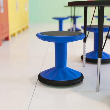 Flash Furniture Fixed Height Kids Flexible Active Stool for Classroom and Home with Non-Skid Bottom in Blue 14 Seat Height