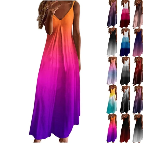 Summer Bohemian Dress for Womens 2026 Fashion Plus Size Sleeveless Sleeveless Printing Suspenders Dresses Gift for Women