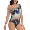 thumbnail image 3 of Honeii Vintage Starry Sky Puppy for women's one-piece swimsuit featuring a chic one-shoulder design experience elegance and style in the water-X-Large, 3 of 6