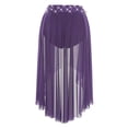 thumbnail image 4 of SiiRoh Women Rhinestone Lyrical Ballet Dance Skirt High Low Dance Practice Skirt Ballroom Dancewear Purple XXL, 4 of 5