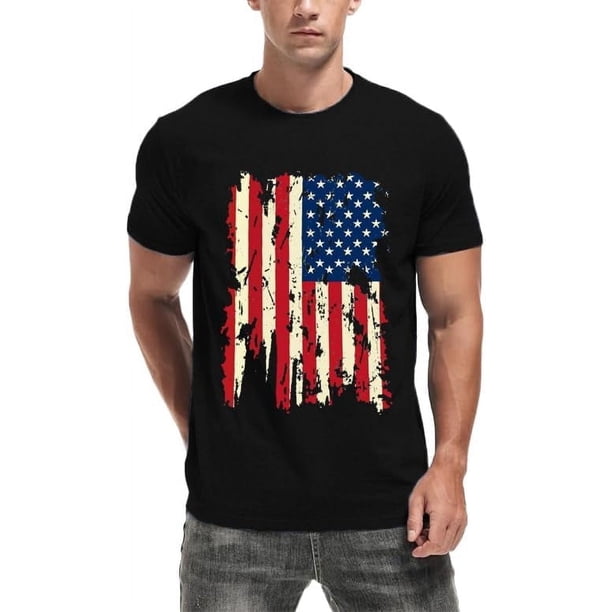 Mens american Flag Shirt uSa Tshirts Patriotic 4th of July T-Shirt Memorial Day Tee Tops