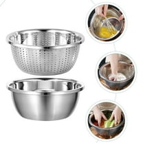 PTOOTP 2pcs Stainless Steel Mixing Bowls for Kitchen Food Preparation Washing Rice and Cooking Tools