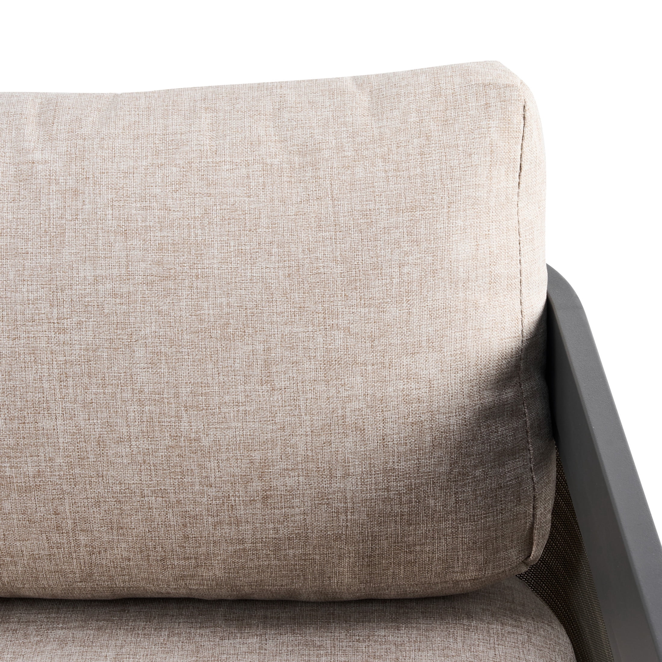 Christopher Knight Home Modern Outdoor Aluminum 50" Loveseat, Black Finish with Beige Cushion