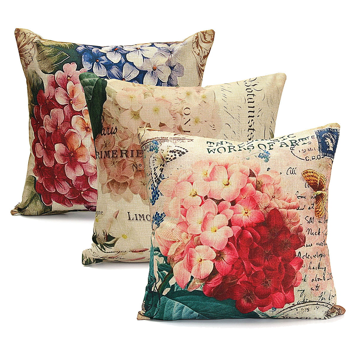 Vintage Floral Print Pillow Cover for Sofa Car Oil Painting Flowers  Pillowcases 