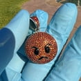 thumbnail image 2 of Real Solid  925 Sterling Silver Fire Red Orange Angry Face Emoji Iced CZ Flooded Out Pendant, 2 of 7