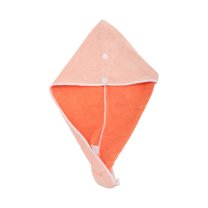 Unique Bargains 1 Pc Water-absorbent Two Colors Hair Towel for Bathroom Pink Orange Coral Fleece