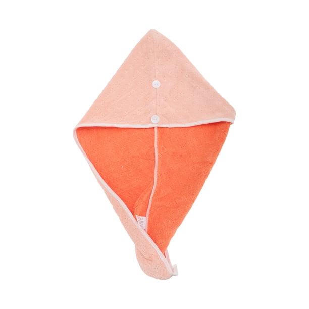 Toalla de cabello absorbente de agua de 1 pieza en dos colores para baño, rosa y naranja, de felpa coral