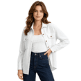 thumbnail image 2 of CBASIHI Womens Waffle Knit Long Sleeve Shackets- Oversized Lightweight Casual Fall Collared Button Down Shirt Jacket White Size L, 2 of 6