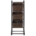 thumbnail image 3 of Exlonjet 3-Tier Floor Stand with Water Hyacinth Storage Baskets, Black/Espresso - Standing Organizer Rack for Bathroom, Kitchen, Laundry, Living Room, 3 of 7