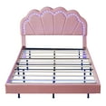 thumbnail image 5 of 2 Pcs Full Bed Frame with Headboard and Storage Ottoman Set, Velvet Upholstered Platform Bed with LED Bed Frame and Floating Design, Modern Low Bed Frame with Footrest for Living Room, Bedroom, Pink, 5 of 9