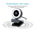 thumbnail image 3 of Web Camera, 1080P Full HD Webcam AF Web Camera Built in Adjustable Ring Light Auto Focus Microphone USB Computer Camera Plug and Play for PC, 3 of 8