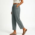 thumbnail image 3 of Capri Pants for Women Straight Leg Elastic Waist Comfy Cotton Blend Lounge with Pockets Gray Loose Cropped Size 2XL, 3 of 6