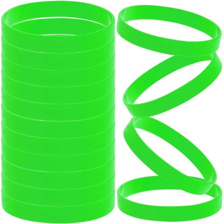 24Pcs Light Green Silicone Bracelet Rubber Wristbands Blank Sports Wristbands Bulk Stretch Plain Solid Color Silicone Elastic Bracelet for Adult Men Women Teams Party Gifts 2.4x0.5 Inch