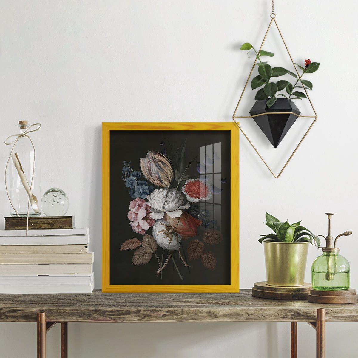 Dramatic Bouquet I -Framed Print w/glass-Sunflower Yellow