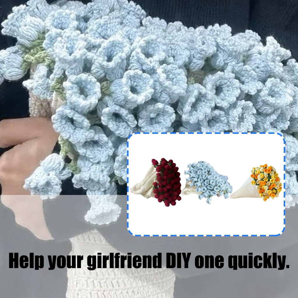 Crochet Flower Blanket Set with Crochet Hook Yarns Needle Step-by-Step Instruction and Knitting Accessories for Beginner