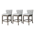 thumbnail image 1 of Maven Lane Tabouret de Comptoir Hugo, Finition Chêne Récupéré & Tissu Gris Cendré, Ensemble de 3, 1 of 6