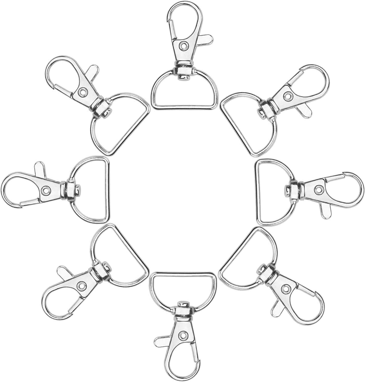 ABCISI 100 Pack Lobster Claw Clasps for Keychains, 3/4 inch Lanyard Clips D Ring Swivel Clasp Hook, Metal Lobster Clasp for Key Chain, Crafts and Purse DIY Lanyard Making