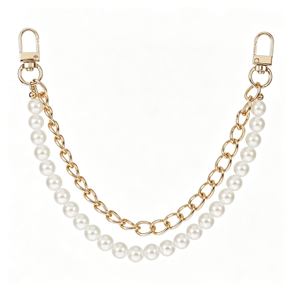 DESIGNICE Pearl Purse Chain,Gold Purse Chains for Handbags Pearl Bag Charm Bag Chain Charm Short Handle Replacement Charms Accessories for Handbag Messenger Bags Wallets,Gold