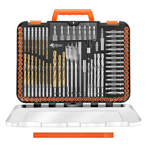 Wood and Plastics Masonry VonHaus 246-Piece Drill and Drive Bit Set with Titanium Coated HSS Bits and Storage Case for Drilling Metal