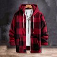 thumbnail image 6 of ZUKMRJPC Mens Double-Side Fleece Hoodies Full Zip Up Drawstring Vintage Plaid Hooded Sweatshirt Fall Winter Soft Warm Outwear with Pocket, 6 of 8