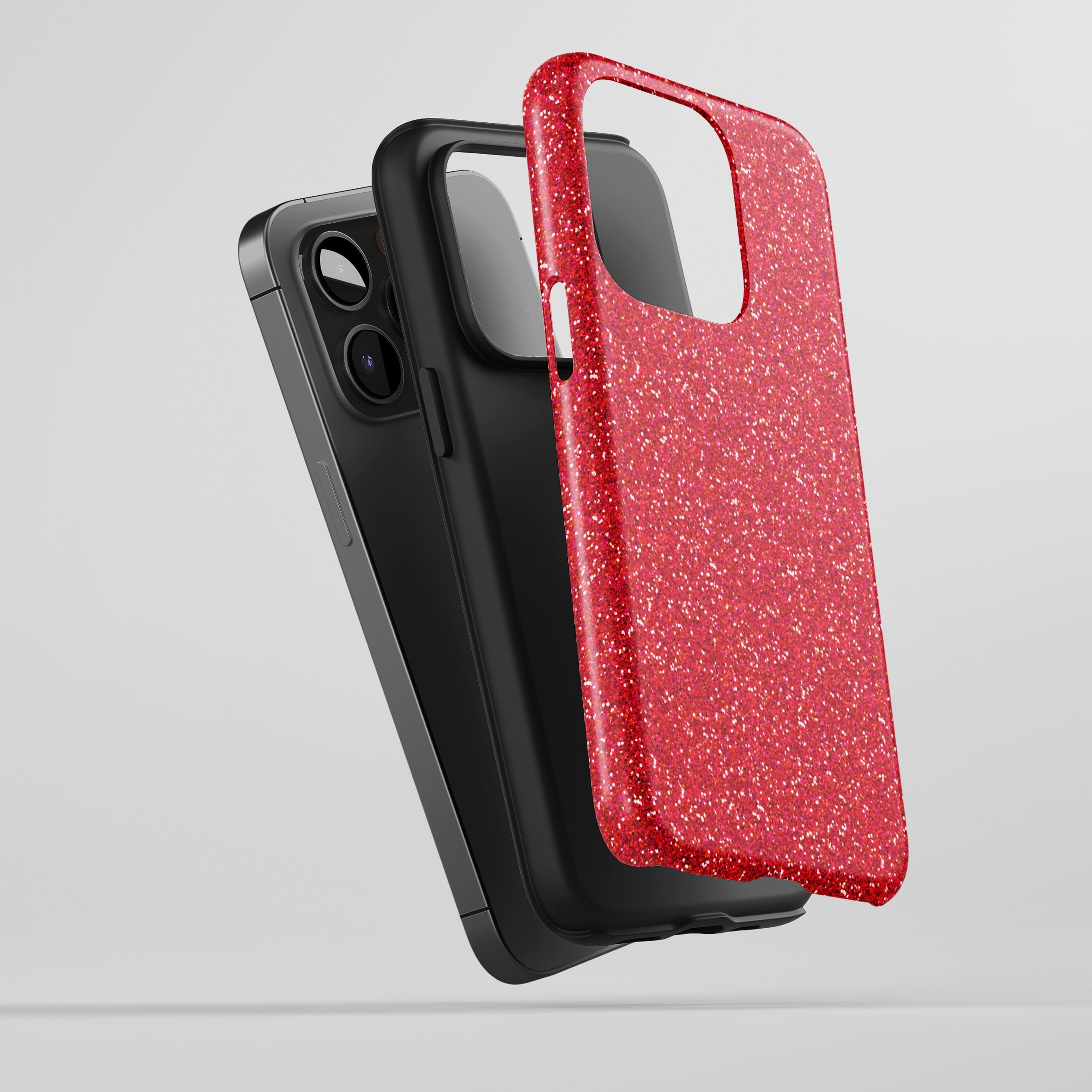 Glitter Red Phone Case for All iPhone Series Protective Phone Case Sparkle