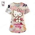 thumbnail image 2 of Uniforme de enfermera de manga corta para mujer, blusa de bolsillo de Hello Kitty, Tops de enfermería, accesorios de uniformes médicos, 2 of 7