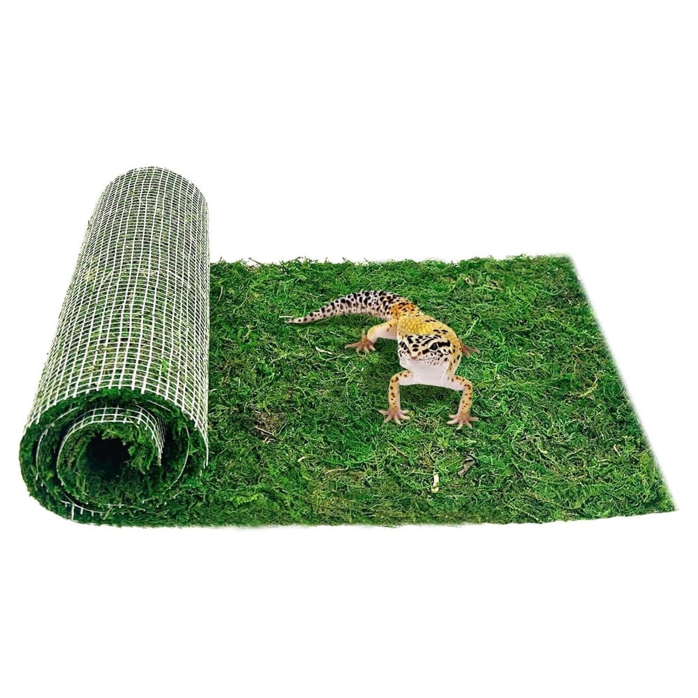 Triani 1Pcs Reptile Carpet Cuttable Terrarium Mat 11.8*39.4 Inch Bearded Dragon Tank Flooring Green Substrate Liner Tortoise Imitation Rainforest Crawler Mats Pet Box Lining