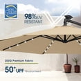 thumbnail image 3 of wikiwiki 10ft Solar LED Offset Patio Umbrella, Outdoor Cantilever Patio Umbrellas with Solar Lights for Backyard, Poolside and Garden, Easy Tilt Adjustment, 32 LED Lights & Polyester Shade, Tan, 3 of 8