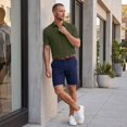 thumbnail image 5 of Homeyce Short Sleeve Polo Shirts for Men Collar Button Shirts Casual Lightweigt Fashion Work Polo Tee Knitted Textured Short Sleeve Tee Shirt,Green L, 5 of 7
