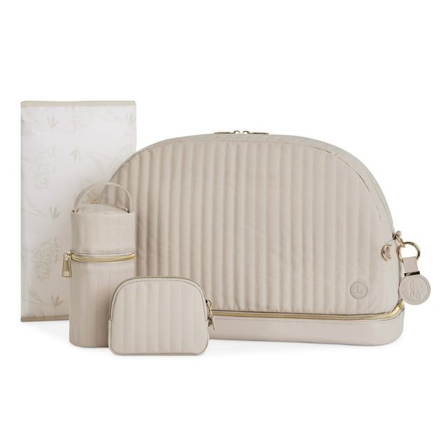 Hannah & Sophia Weekender Diaper Bag Set, Oat Milk