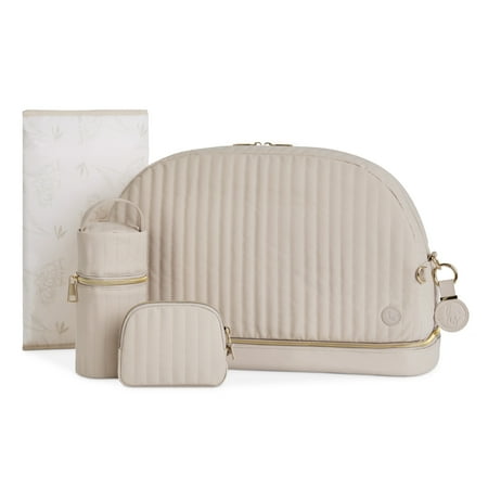 Hannah & Sophia Weekender 5pc Diaper Bag Set, Oat Milk