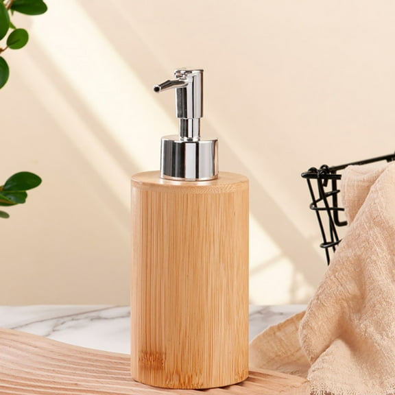 Xinsrenus Wooden Soap Dispenser, Hand Soap Dispenser for Bathroom Kitchen, Refillable Liquid Soap Lotion Dispenser Bottle Set