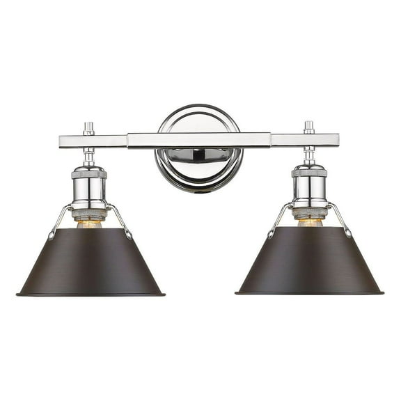 Yep by Golden Lighting Orwell 2-light Vanity in Chrome and Rubbed Bronze shade
