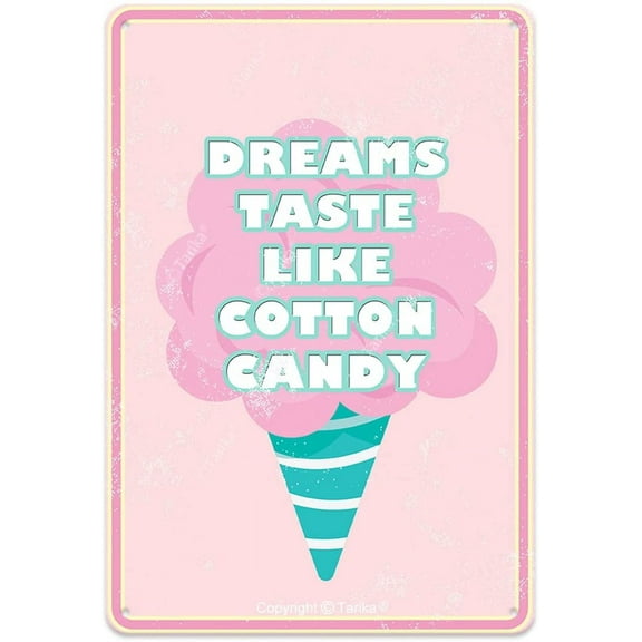 Dreams Taste Like Cotton Candy Iron Poster Painting Tin Sign Vintage Wall Decor for Cafe Bar Pub Home Beer Decoration Crafts