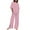 Pink, variant on LYXSSBYX 2 Piece Sets for Women Summer Summer Women's Casual Shoulder Sleeved Short Sleeved Round Neck Top/Loose Straight Tube with Pocket Long Pants Set