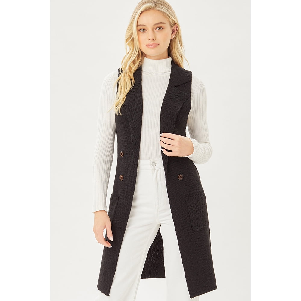 SWEATER SLEEVELESS LONG CARDIGAN VEST 