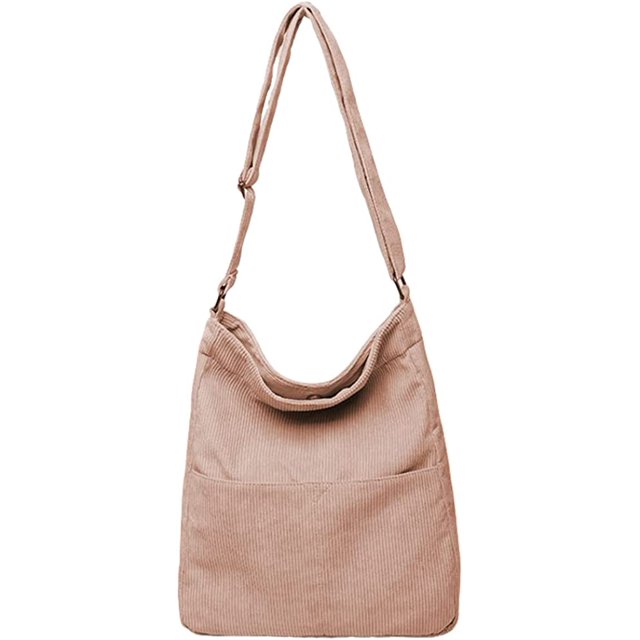 LinYooLi Sac à Bandoulière en Velours Côtelé Mode pour Femmes Hommes Adolescents Sac Rétro