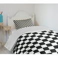 thumbnail image 4 of Ambesonne Checkers Game Quilted Bedspread Set 2 Pcs, Classic Game Board, Twin Size, Black White, 4 of 6