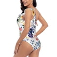 thumbnail image 4 of Goofa Lilies Flowers Pattern Women's One Piece Swimsuits Tummy Control Bathing Suits Asymmetric One Shoulder Swimwear-Small, 4 of 6