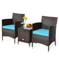 thumbnail image 3 of Pemberly Row 3-piece PE Rattan Outdoor Wicker Furniture Sets Chairs in Blue, 3 of 10