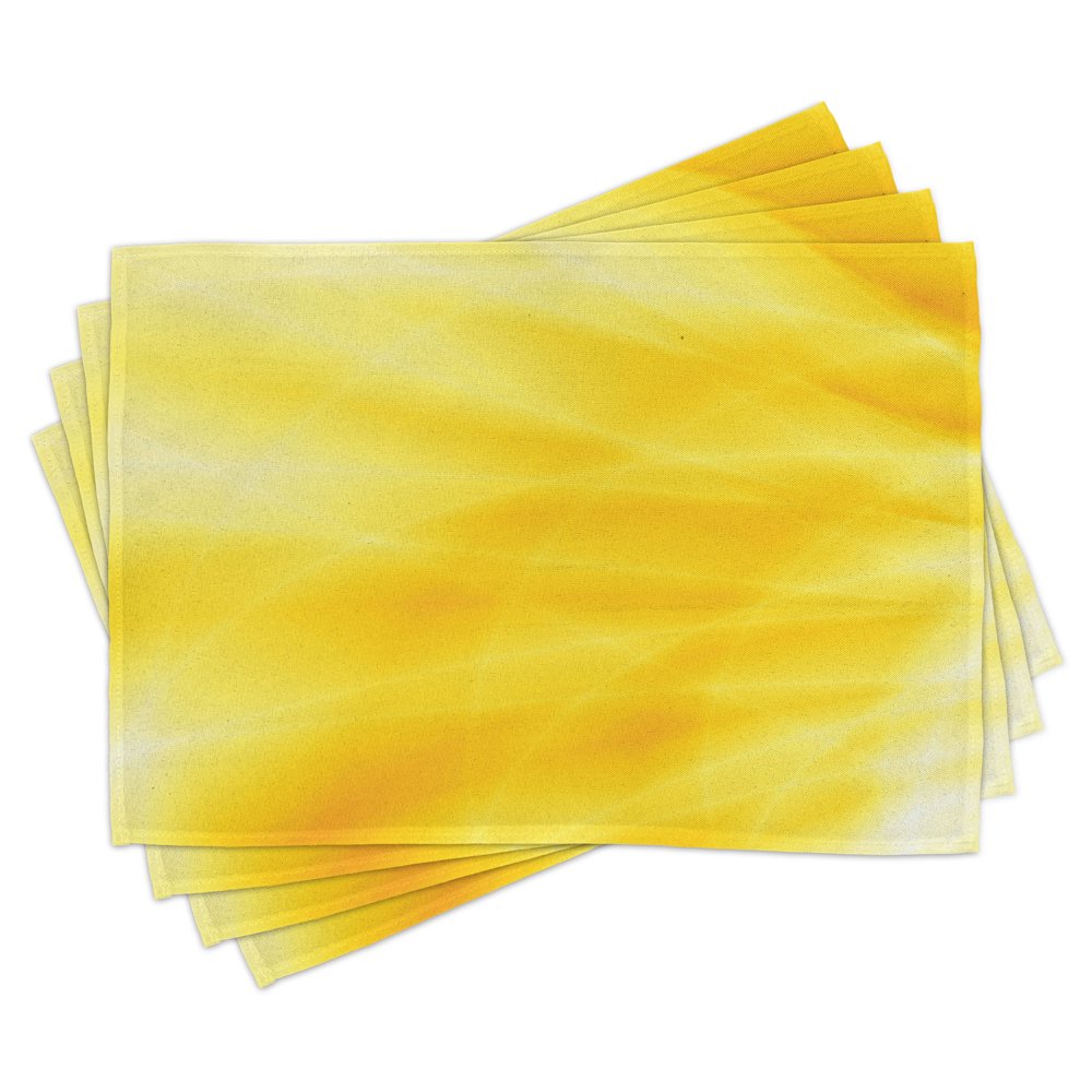 Yellow Placemats Set of 4 Abstract Vibrant Summer Sun Inspired with Different Shades of