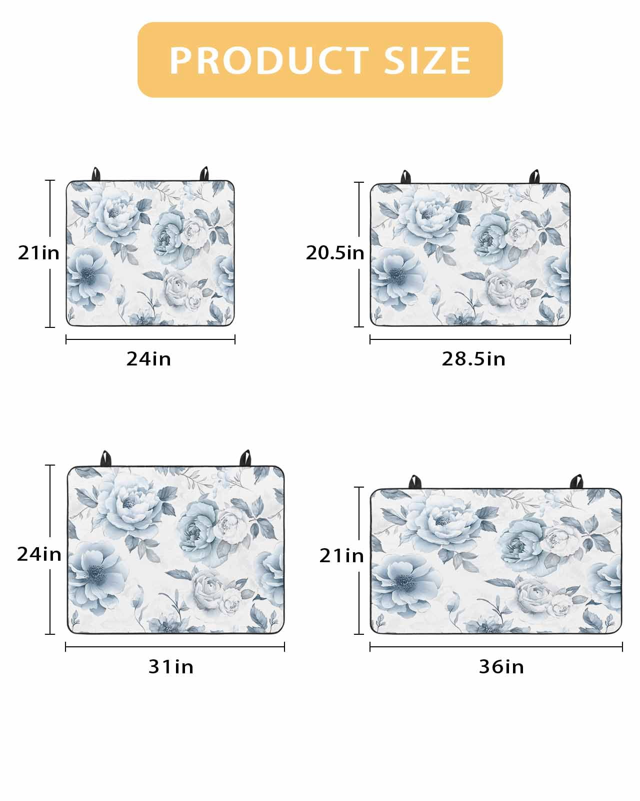 nqOlkjepod Large Induction Cooktop Protector Mat 36"x21", Blue White Floral Stove Top Covers for Electric Stove, Farmhouse Garden Flowers Botanical Stove Burner Cover Mats, Glass Top Stove Cover