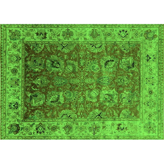 Ahgly Company Indoor Rectangle Oriental Green Traditional Area Rugs, 2' x 5'