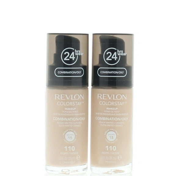 Revlon Colorstay 24 Hrs Makeup Combination/Oily SPF 15 110 Ivory (2 Pack) 1oz Each